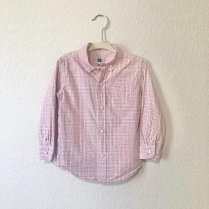 Janie and Jack Pink and White Plaid Long Sleeve Shirt 18 to 24 Months